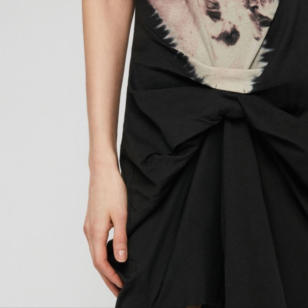 Allsaints Riviera Flora Gathered Dress -‎ Black Size M - Picture 4 of 8